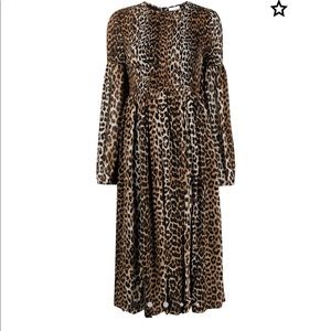 GANNI leopard-print ruched dress